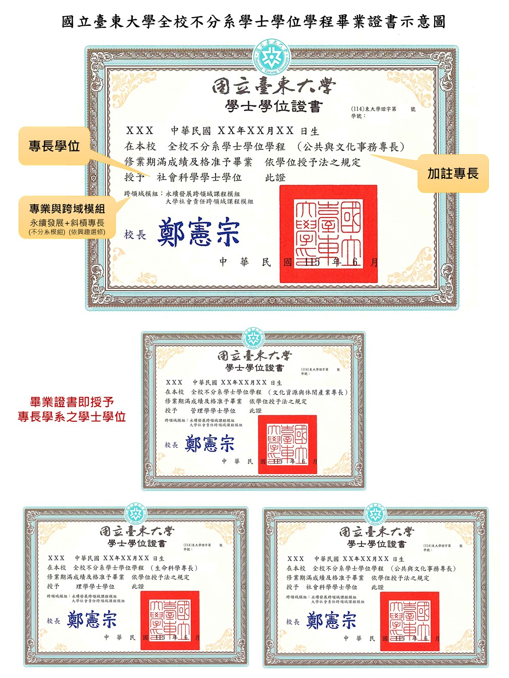 Link to 全校不分系畢業證書示意圖
